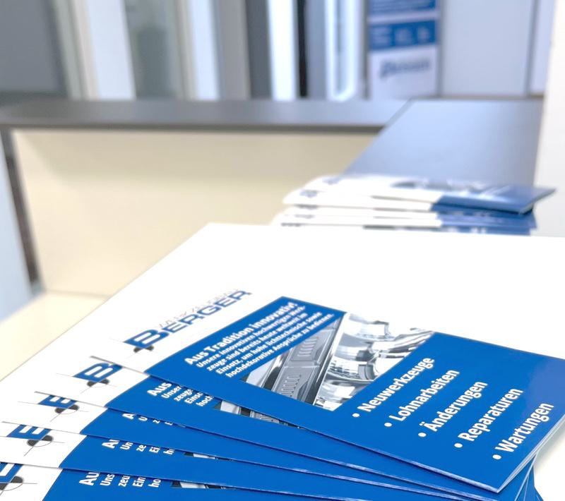 Flyers laid out on the table